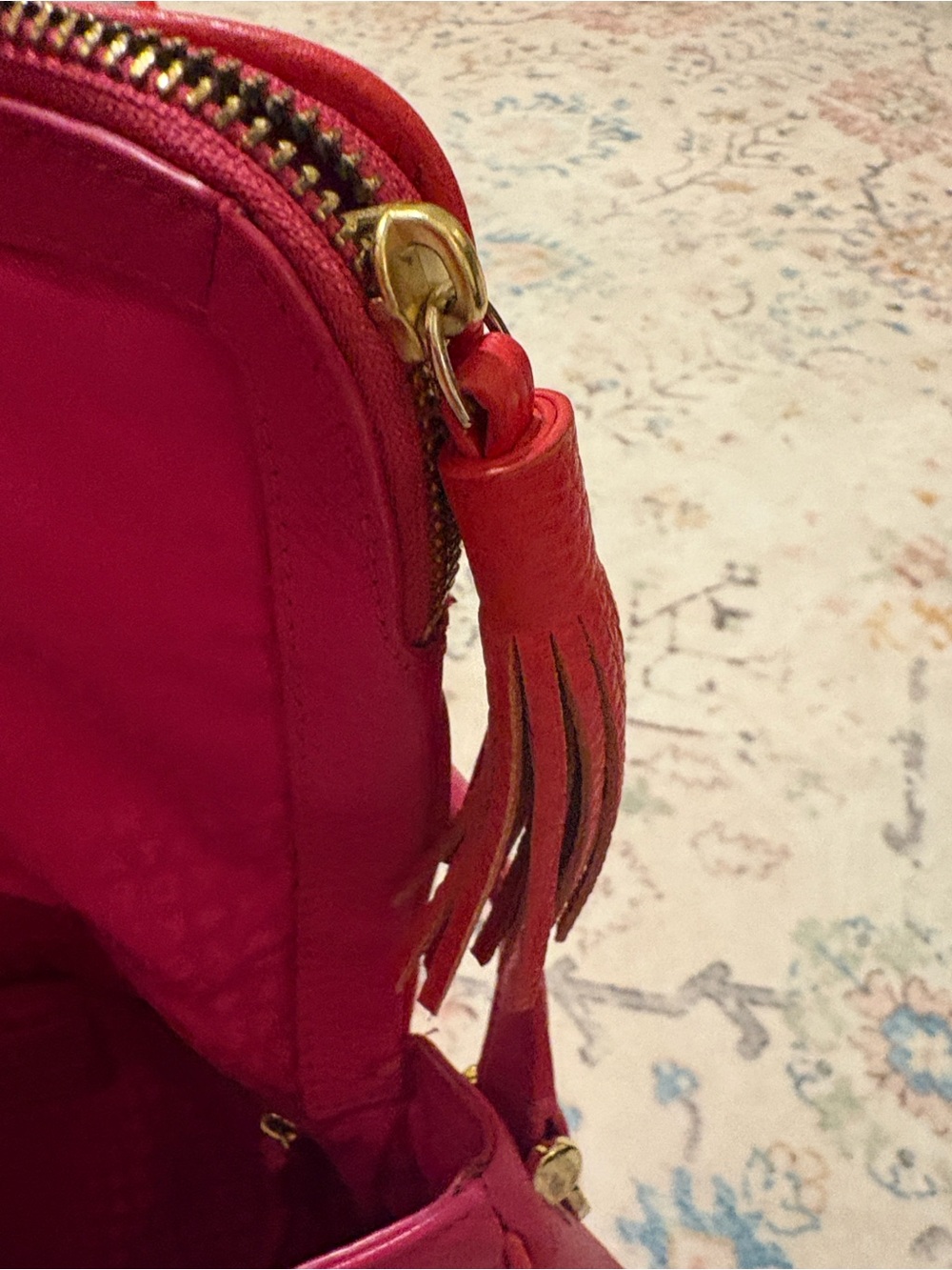 kate spade Hot Pink Pebbled Leather Crossbody with Tassel. Medium size - Picture 7 of 9
